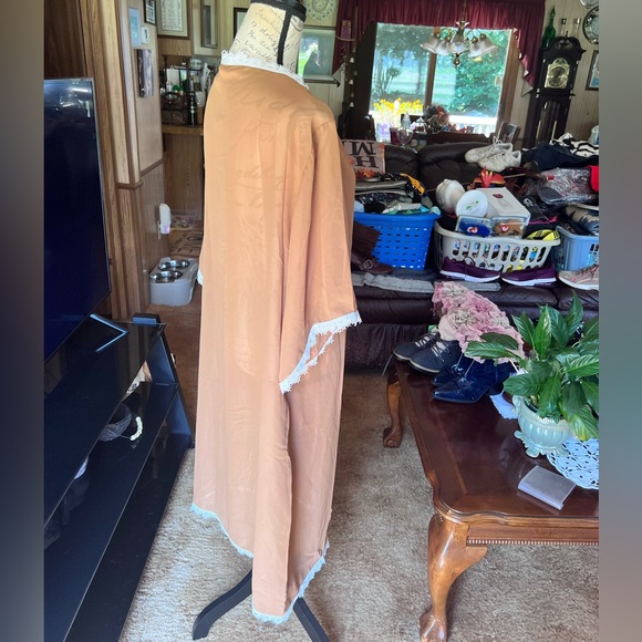 NWT LuLaRoe Womens Chloe Kimono Sz S Brown w White Lace Trim Short Sleeve NWT - Picture 7 of 16
